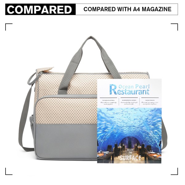 9026 - Miss Lulu 5-teiliges Polyester Set für Mutterschaft und Baby Wickeltasche Punkt-Serie - Hellgrau